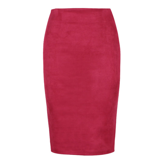 Faux Suede Pencil Skirt Women