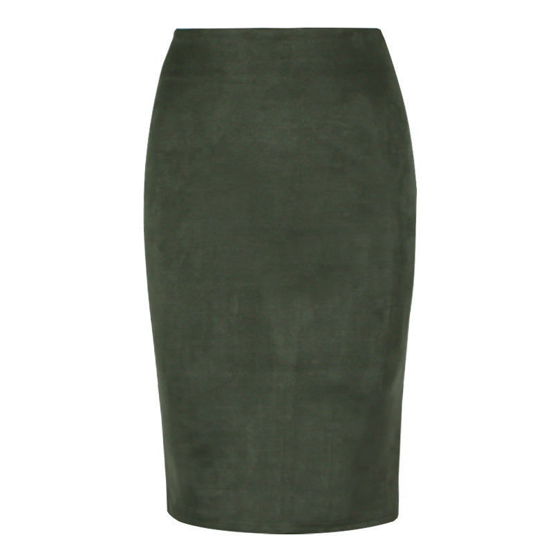 Faux Suede Pencil Skirt Women