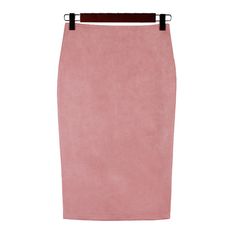 Faux Suede Pencil Skirt Women