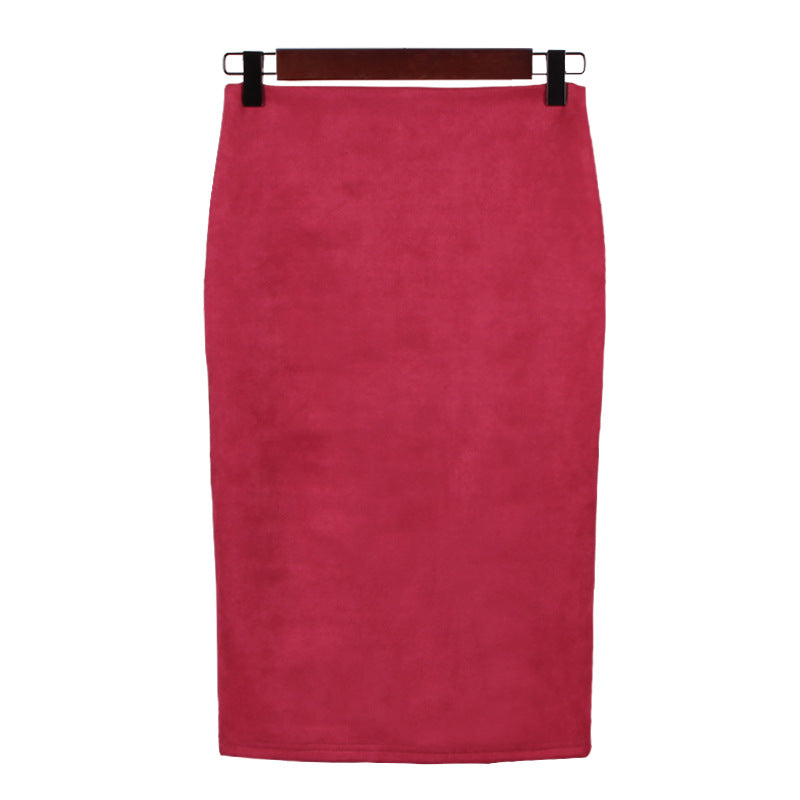 Faux Suede Pencil Skirt Women