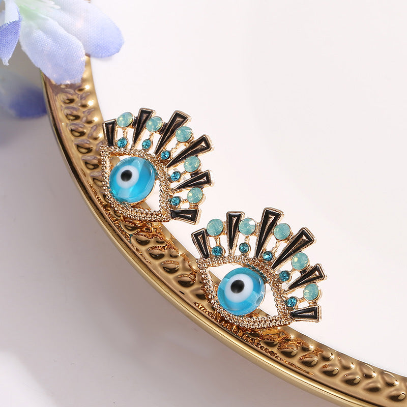 Rhinestone The Eye Earrings