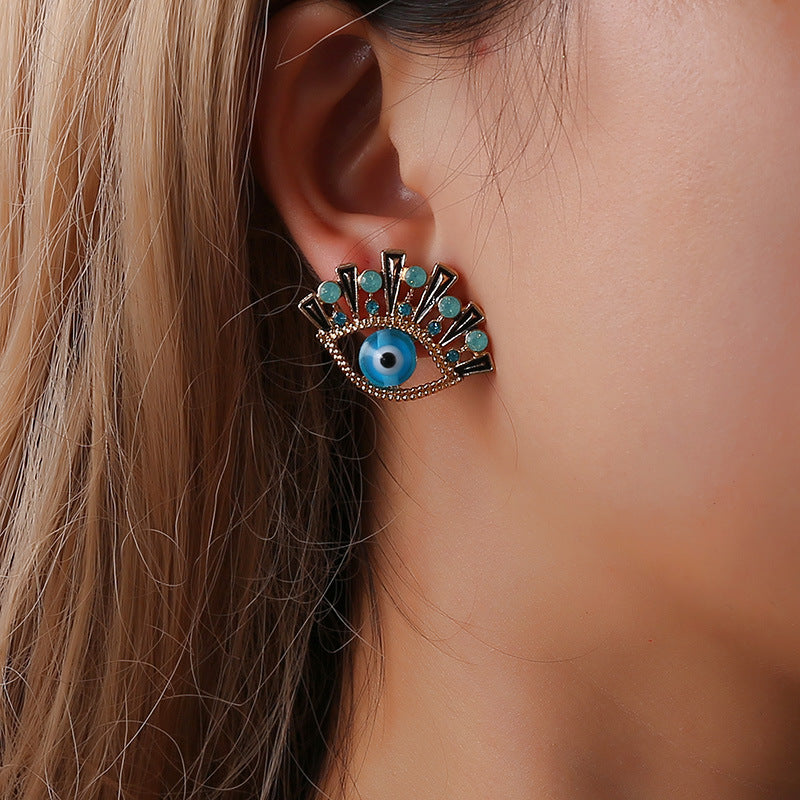 Rhinestone The Eye Earrings