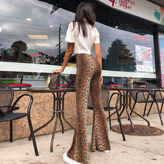 Leopard High Waist Flare Pants