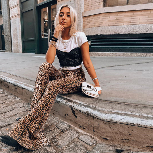 Leopard High Waist Flare Pants