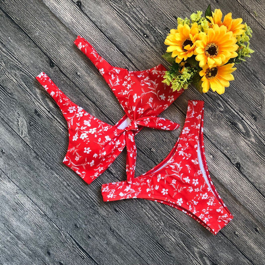 Floral Knot Bikini Set Swimsuit Beach Wear