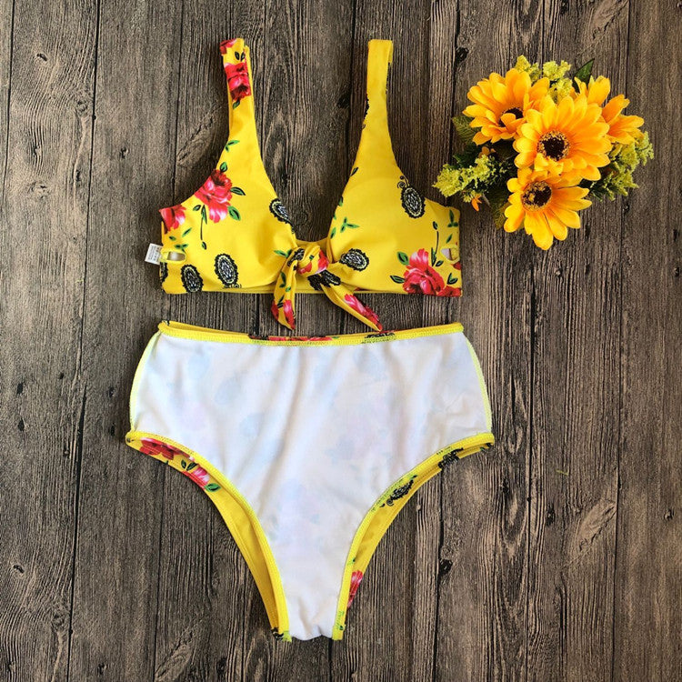 Floral Knot High Waist Bikini Set Beach Wear Swimsuit