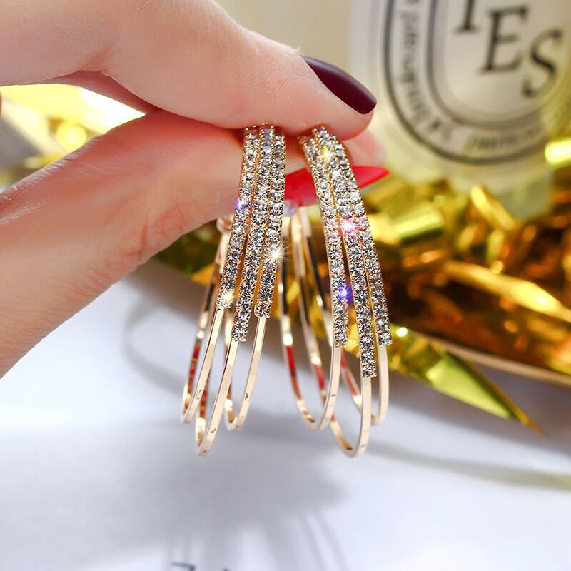 Rhinestone Circle Earrings