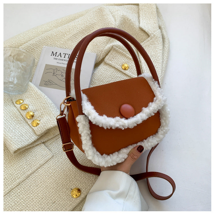 Plush Zip Flap Crossbody Bag - M I I X A S