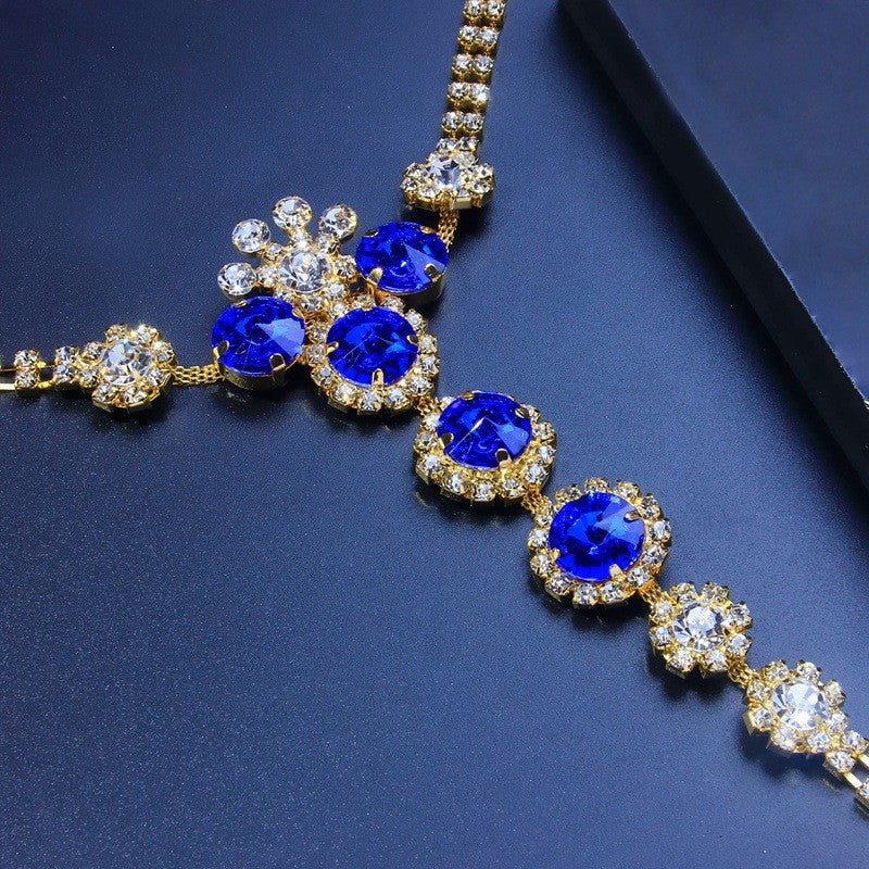 Blue Crystal Rhinestone Body Chain Set