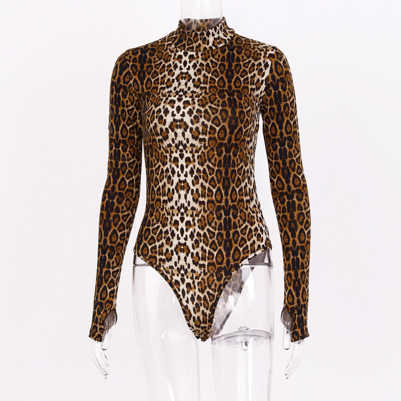 Tiger/Leopard Pattern Long Sleeve Bodysuit