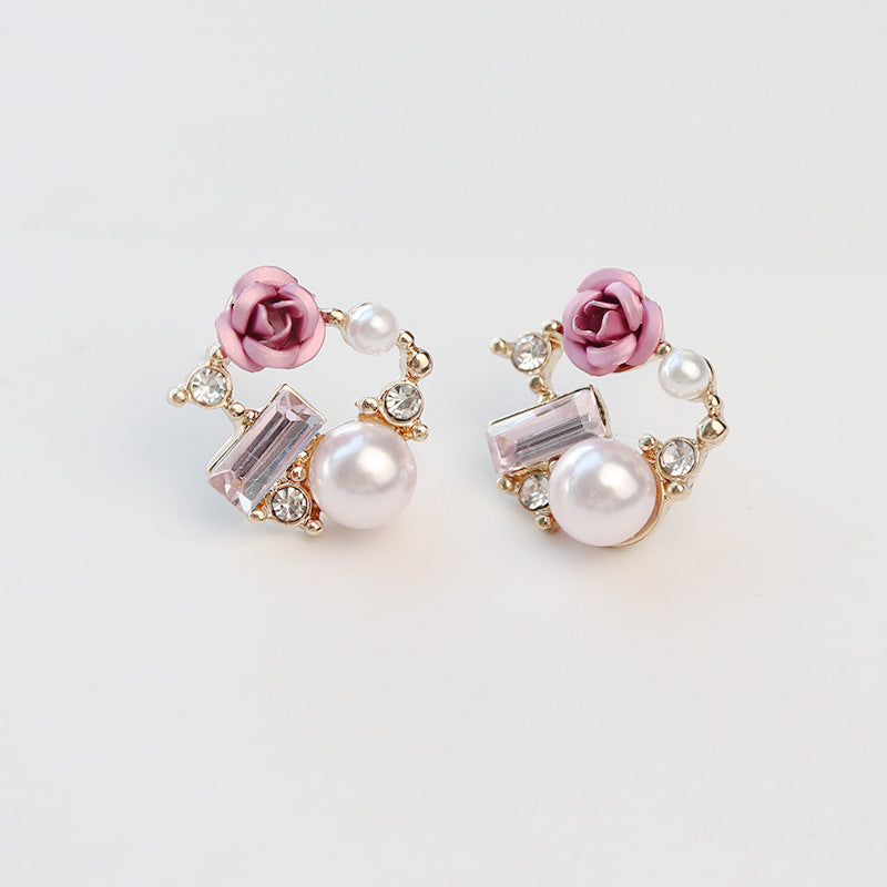 Rose Pearl Earrings/Clip On Earrings