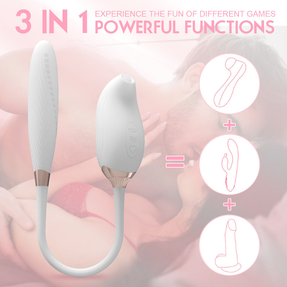 Rechargeable Sex Toy Double Head Heating Vibrator Clitoral Suction - M I I X A S