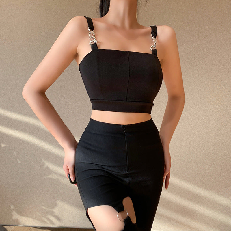 Chain Straps Cropped Top Women