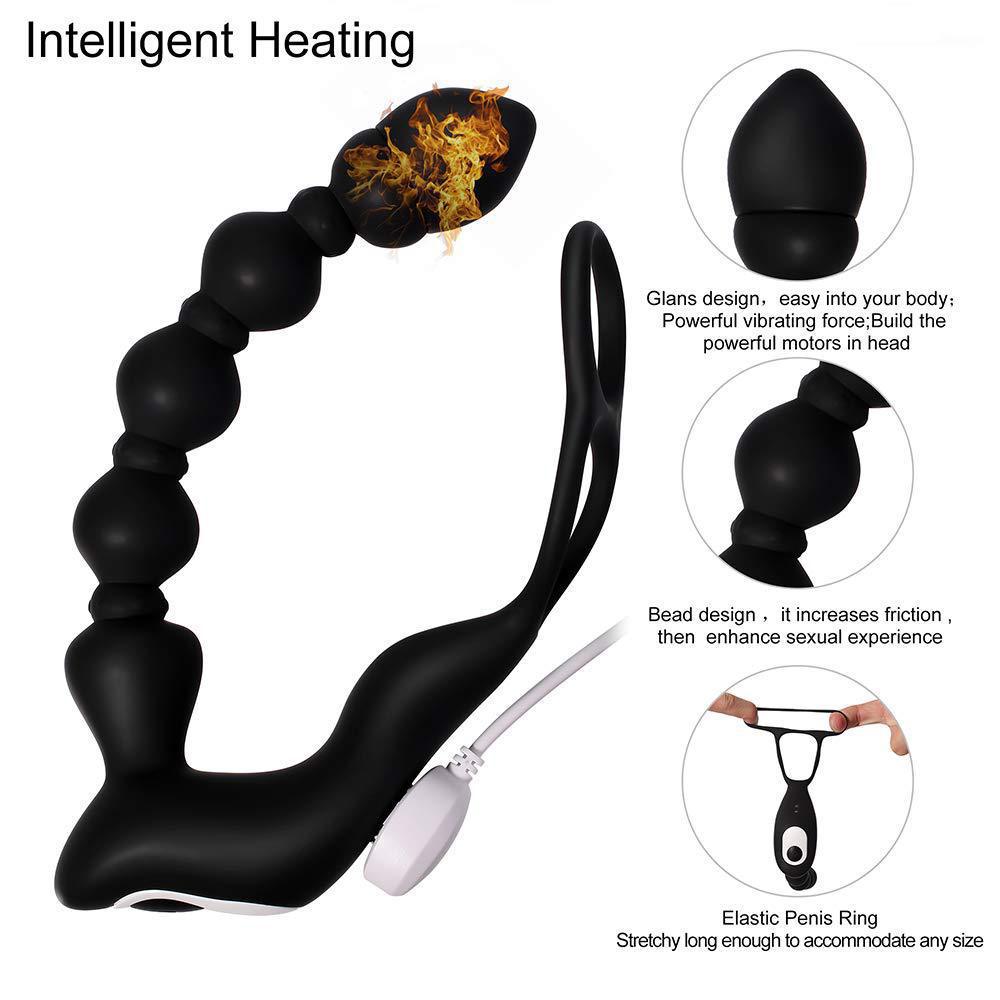 Men/Couple Butt Beads Self-Heating Anal Vibrator Prostate Massager - M I I X A S