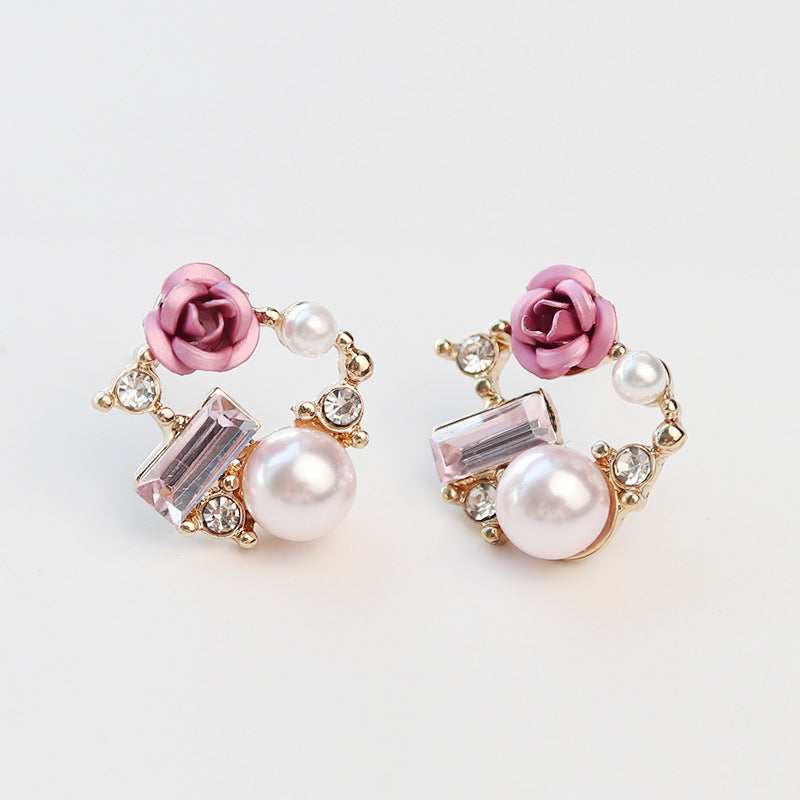 Rose Pearl Earrings/Clip On Earrings