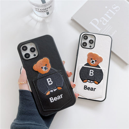 Cute Bear Card Slot iPhone Cases