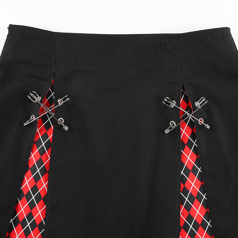 Plaid Split A-Line Mini Skirt Women