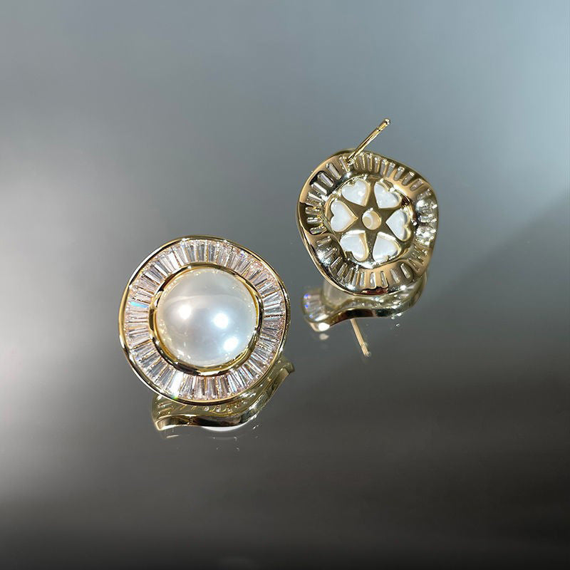 Gold Plated Pearl Stud Earrings