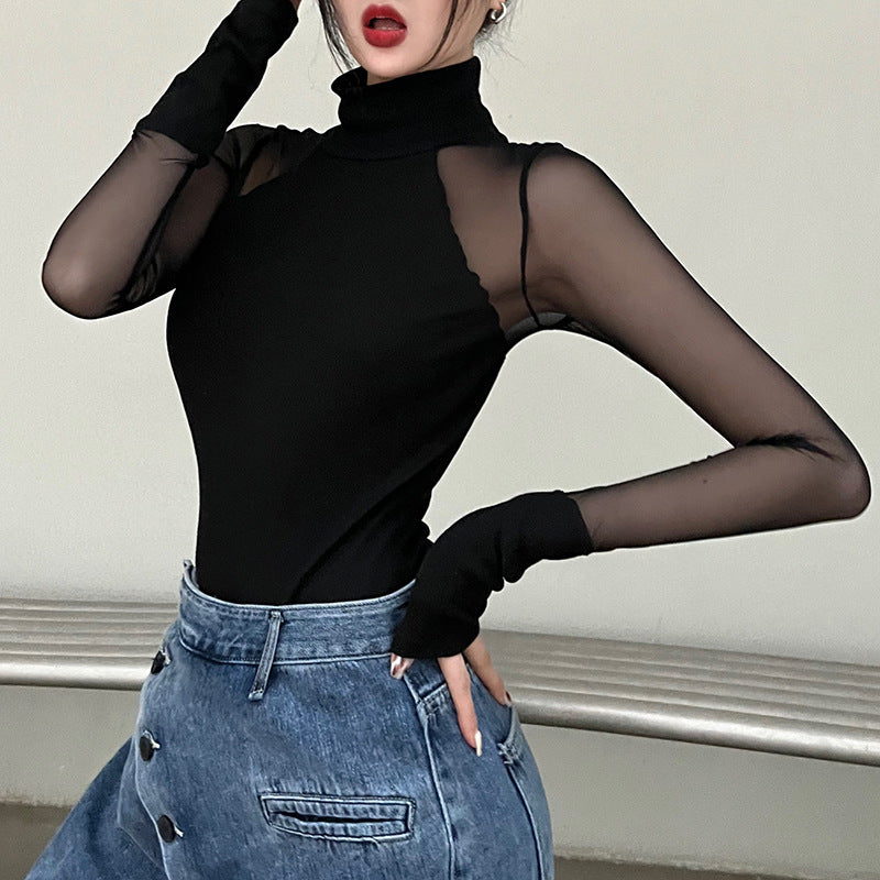 Mesh Sleeve Sexy Bodysuit