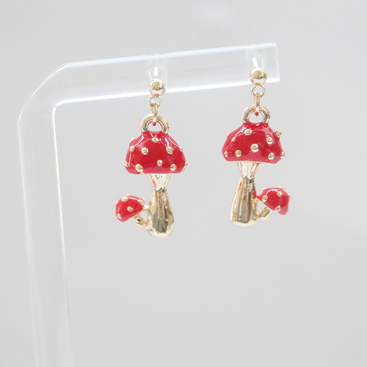 Cute Red Mushroom Earrings/Clip On Earrings