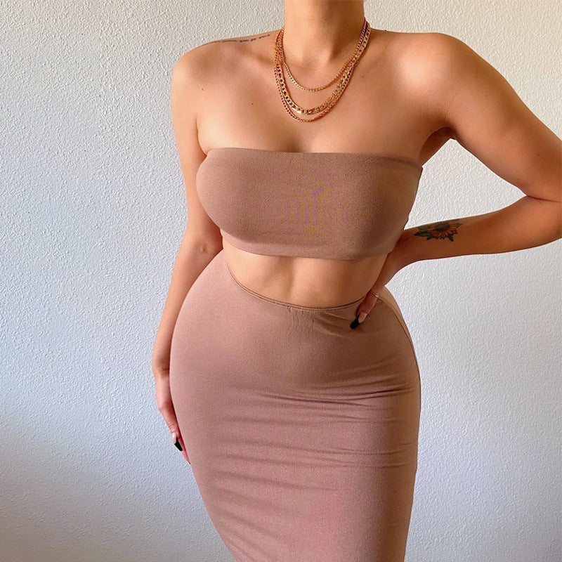 Crop Top Cami Mid Skirt Set