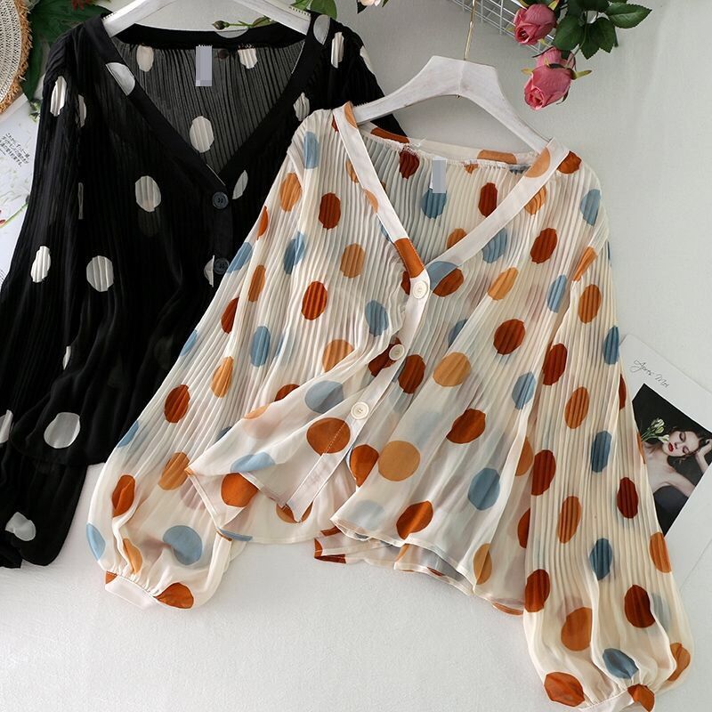 Dot Prints Puff-Sleeve Shirts - M I I X A S