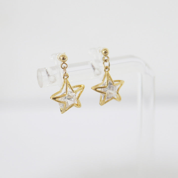 Stars Zircon Earrings/Clip on Earrings