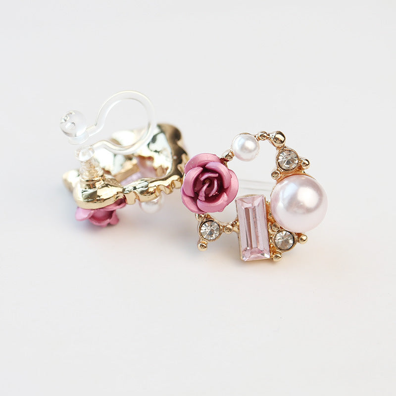 Rose Pearl Earrings/Clip On Earrings