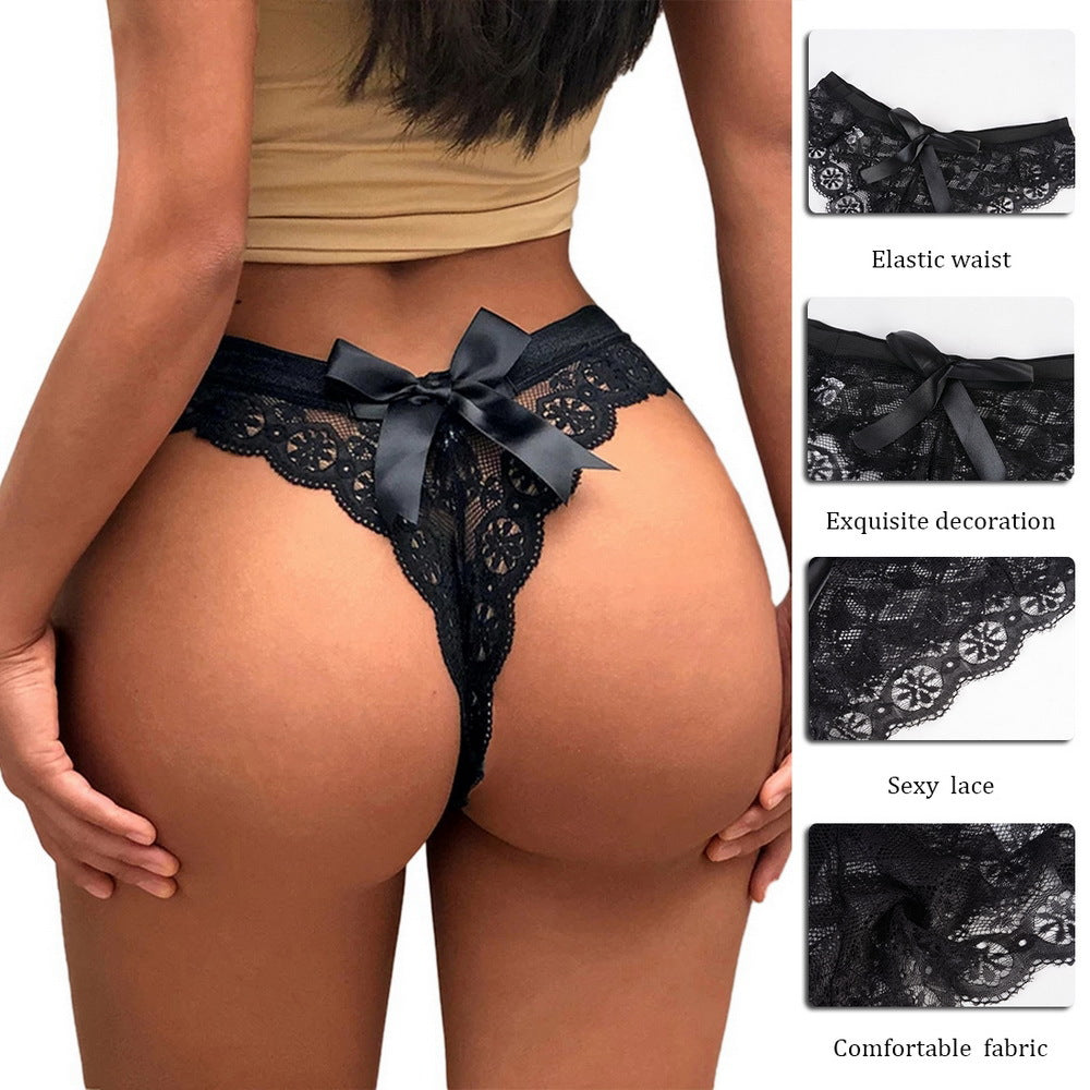 Women Floral Lace Thong Ribbon - M I I X A S