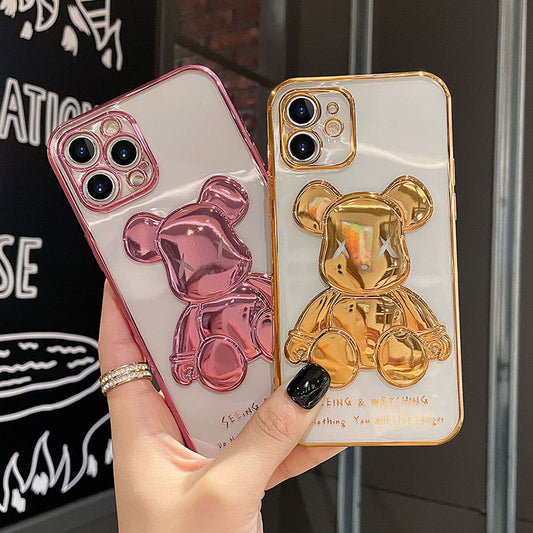 Luxury 3D Electroplating Bear designs iPhone Cases