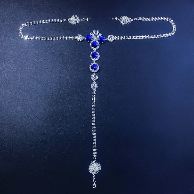 Blue Crystal Rhinestone Body Chain Set