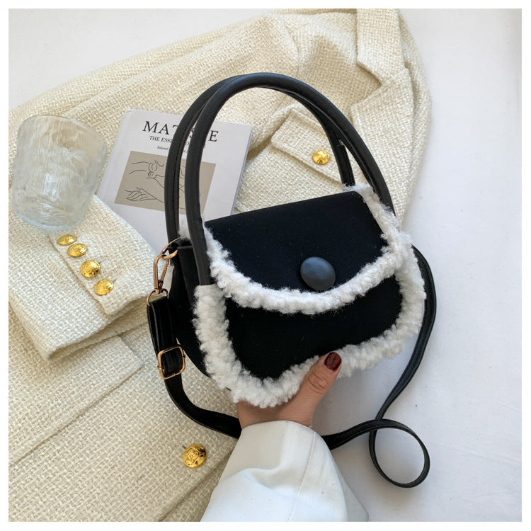 Plush Zip Flap Crossbody Bag - M I I X A S