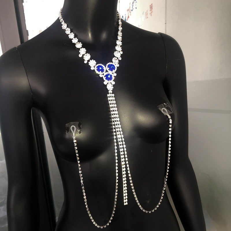 Blue Crystal Rhinestone Body Chain Set