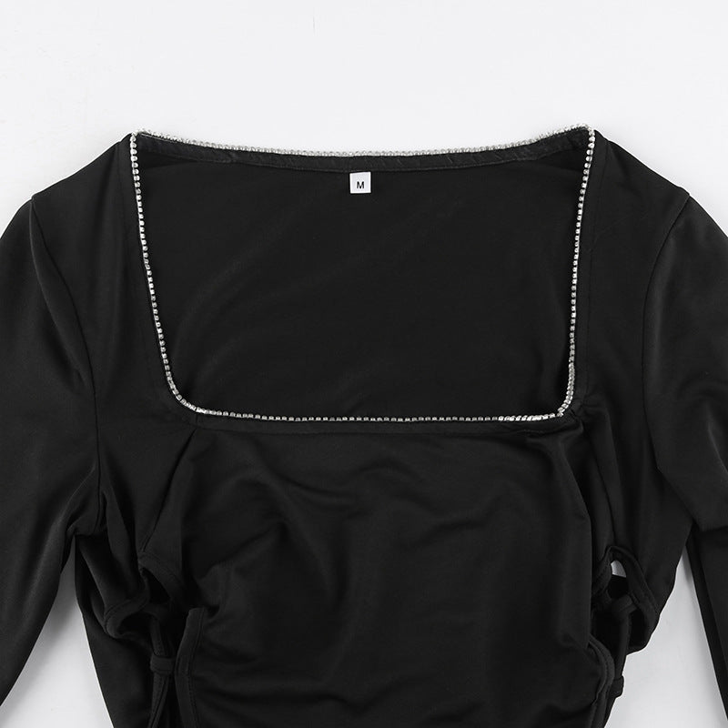 Side-Tie Long Sleeve Sexy Bodysuit