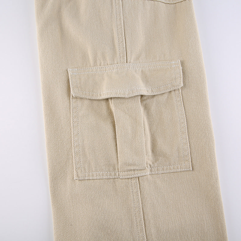 Cargo Jean Flap Pocket High Waist Pant