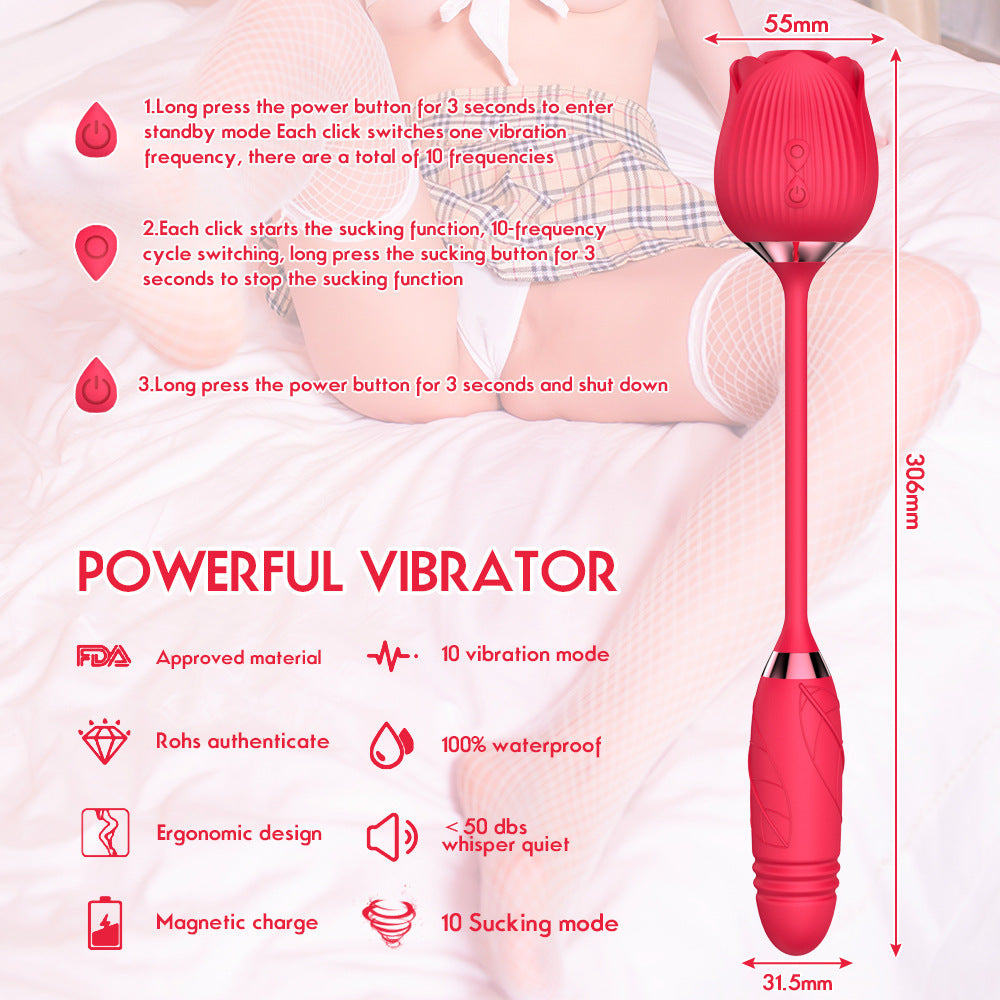 Rose Double Clitoral Stimulator and Suction Massager Vibrator - M I I X A S