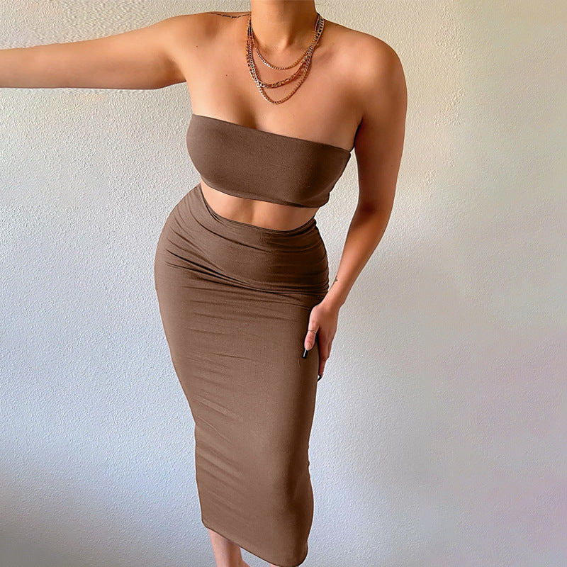 Crop Top Cami Mid Skirt Set