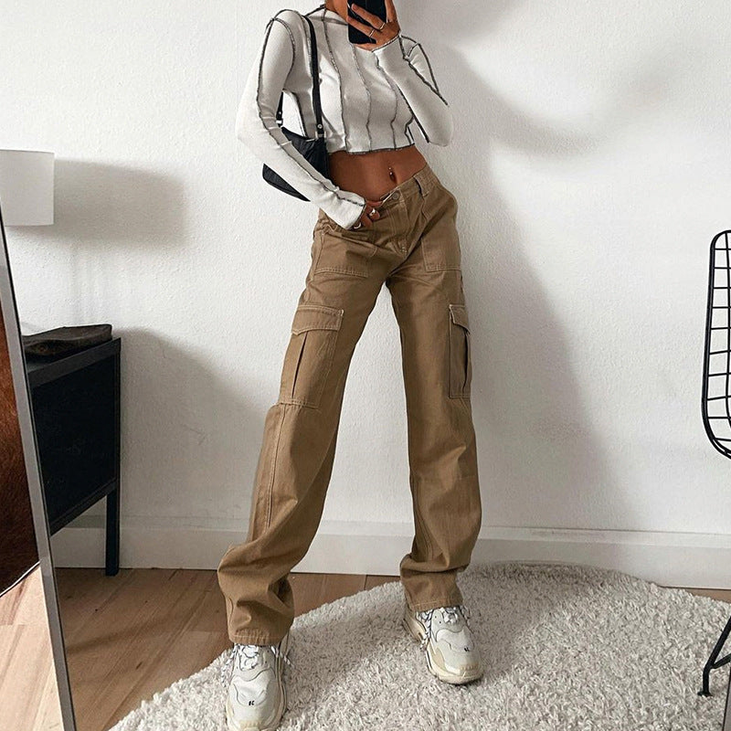 Cargo Jean Flap Pocket High Waist Pant