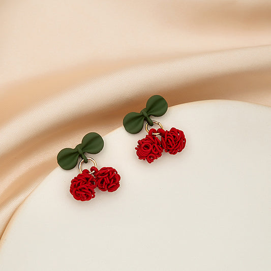 Red Cherry Stud Earrings