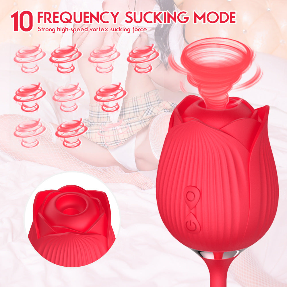 Rose Double Clitoral Stimulator and Suction Massager Vibrator - M I I X A S