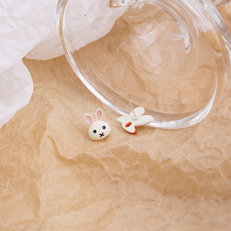 Cute Cartoon Bunny Rose Stud Earrings 