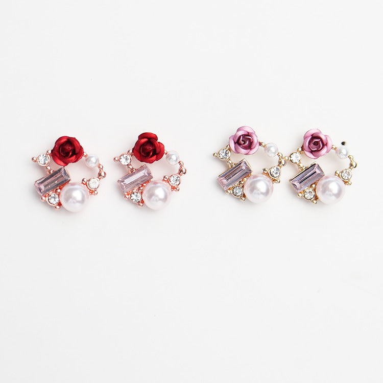 Rose Pearl Earrings/Clip On Earrings