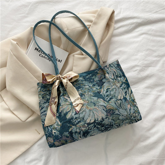 Jacquard Floral Oil Painting Tote Bags - M I I X A S