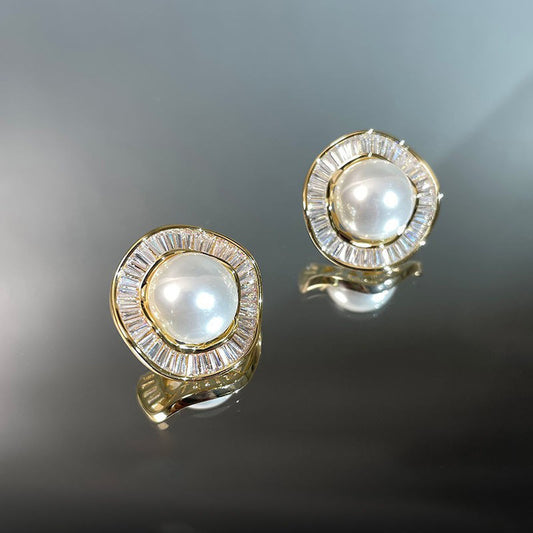 Gold Plated Pearl Stud Earrings