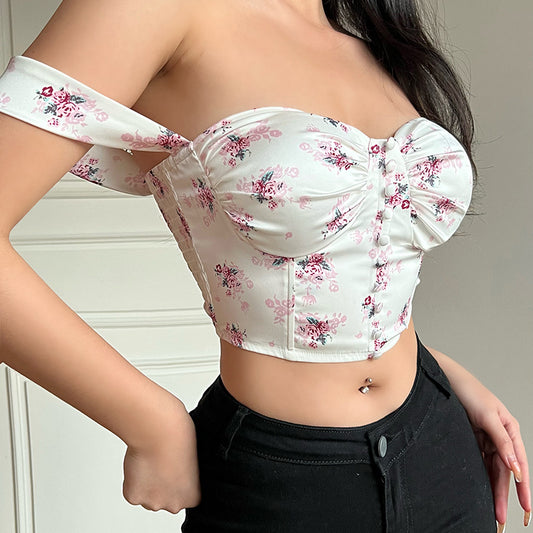 Satin Floral Tops Women