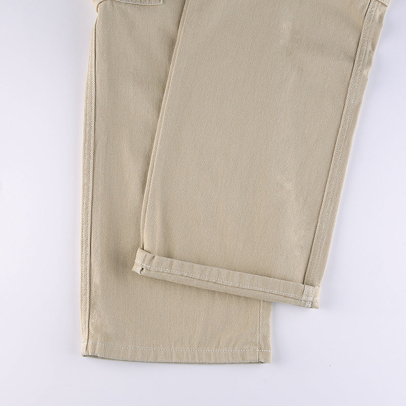 Cargo Jean Flap Pocket High Waist Pant