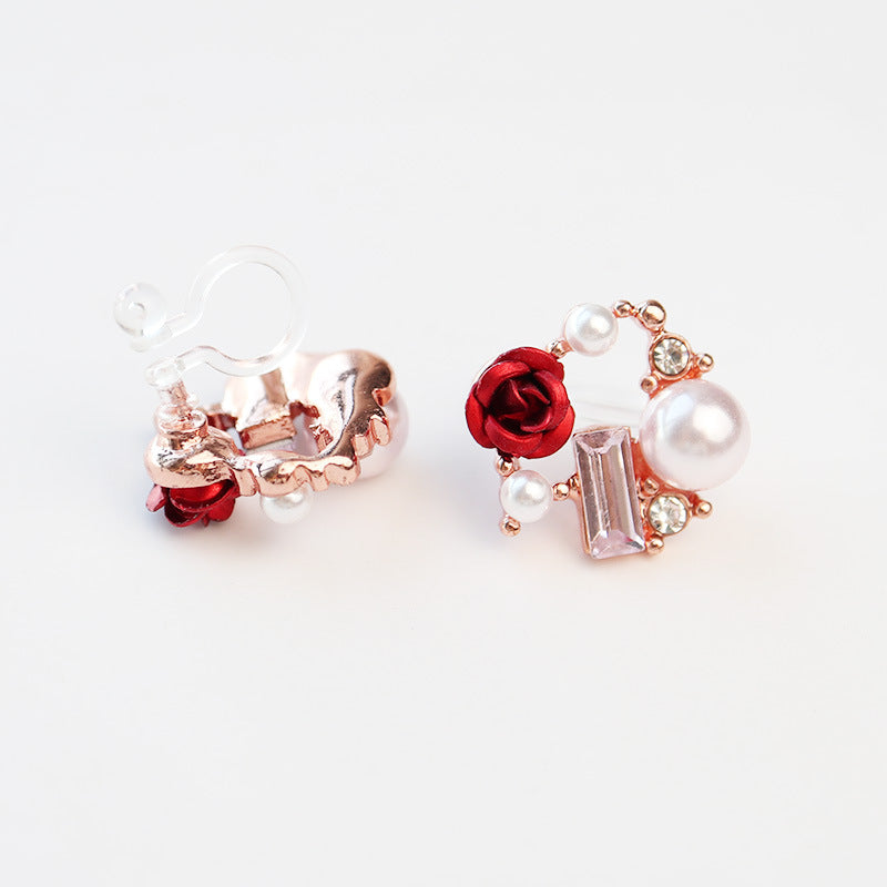 Rose Pearl Earrings/Clip On Earrings