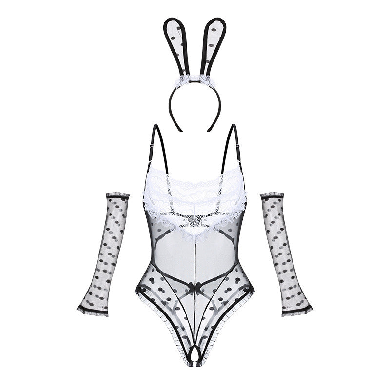 Bunny Costume Open Crotch Lingerie Bodysuit