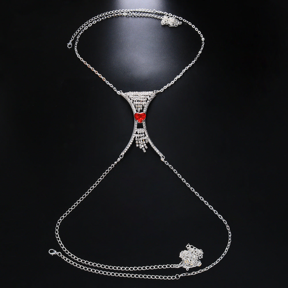 Heart Rhinestone Chest Bracket Body Chain