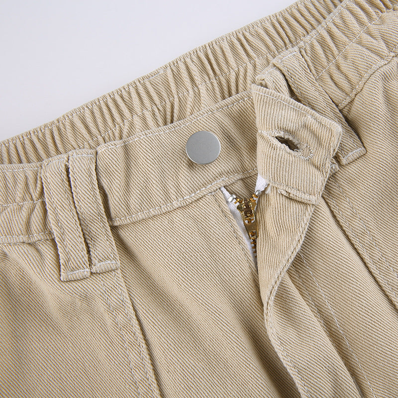 Cargo Jean Flap Pocket High Waist Pant